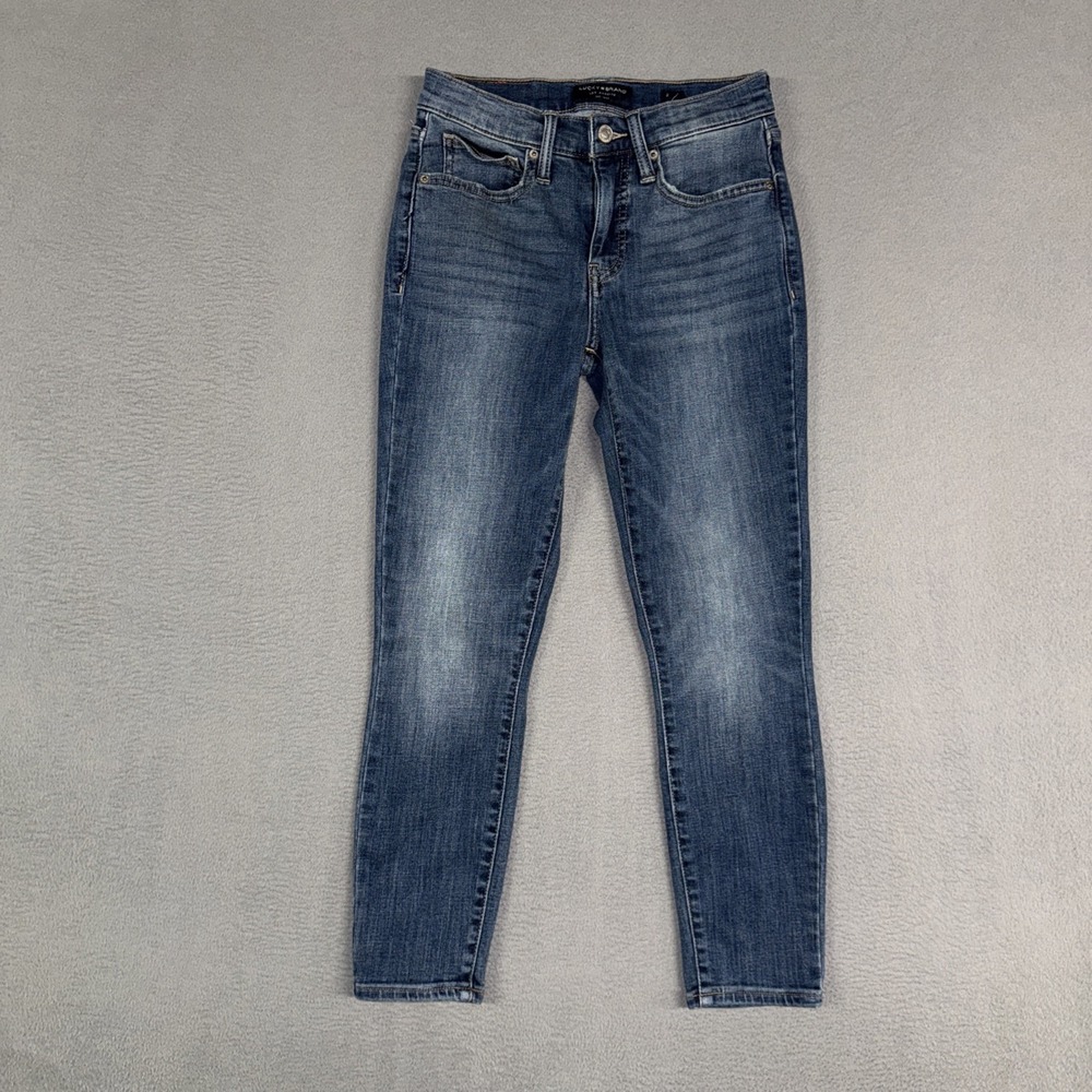 Lucky Brand Jeans Womens 2 Blue Ava Mid Rise Crop Stretch Distressed Denim